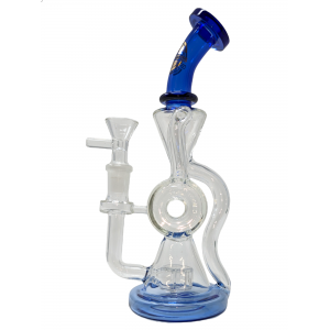 9" On Point Glass Bent Neck Donut With Matrix Perc Recycler Water Pipe [ABC164]